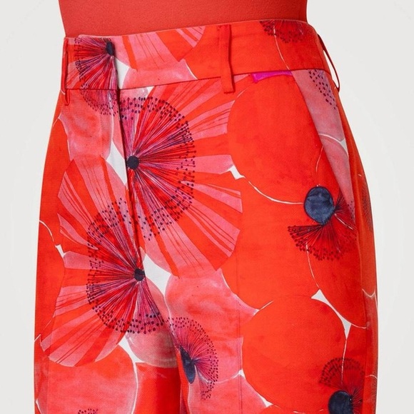 Akris Florine Cotton Silk Poppies Print Pants - Picture 4 of 8